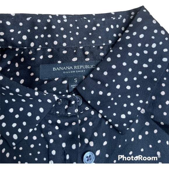 Banana Republic Dillon Black White Polka Dot Button Down Shirt Women’s Small - Picture 5 of 5